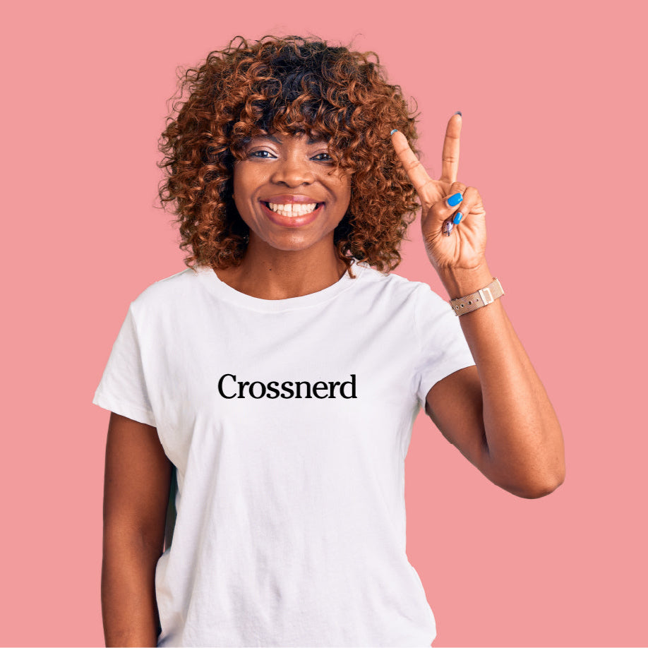CROSSNERD - Women's Crossword Crewneck Tee Shirt - WHITE