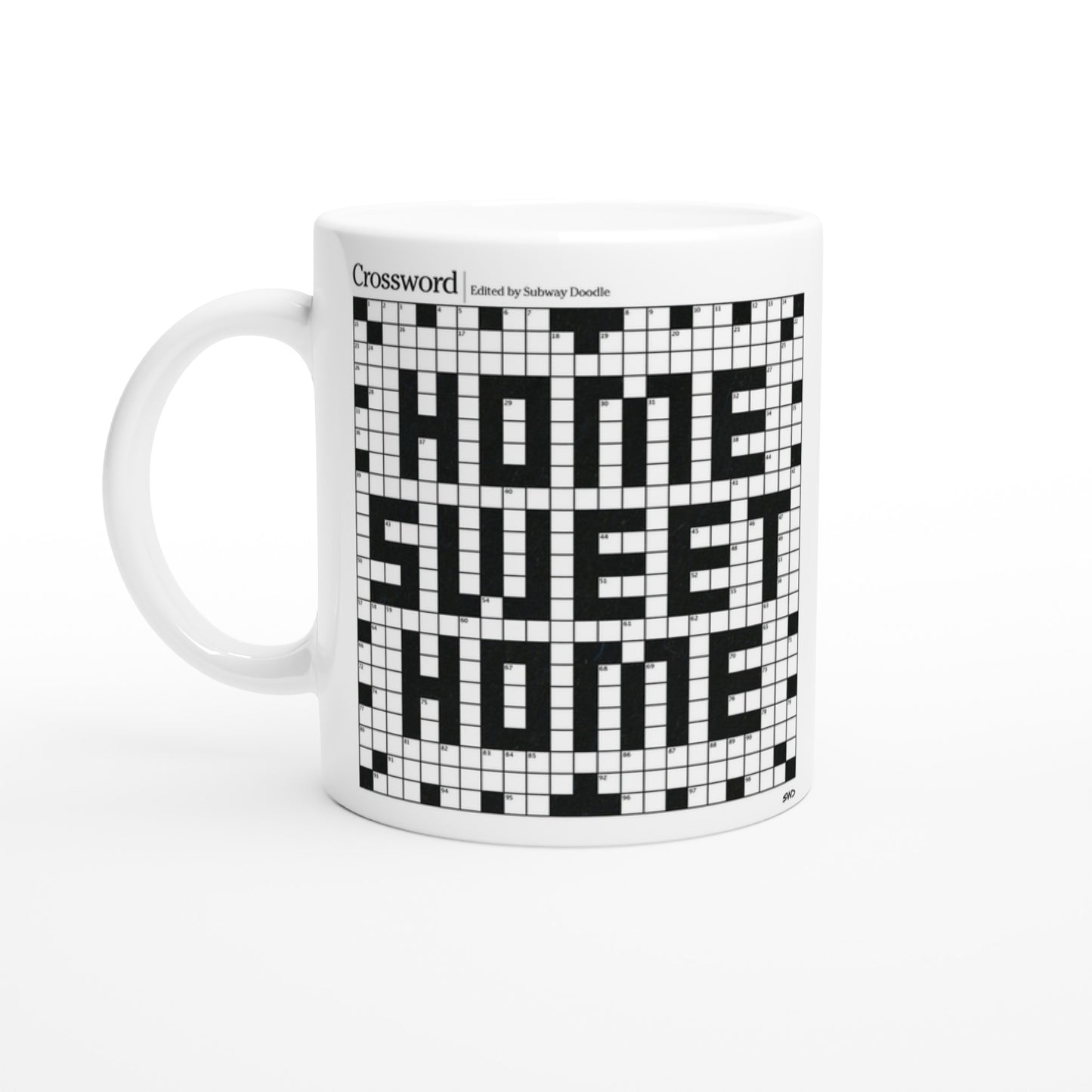 Home Sweet Home crossword puzzle mug.