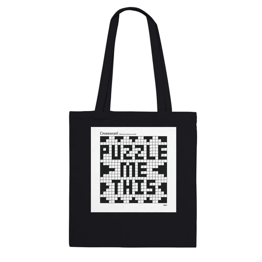Puzzle Me This crossword puzzle black tote bag