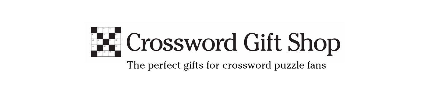 A logo that says, Crossword Gift Shop. The Perfect  gifts for crossword puzzle fans.