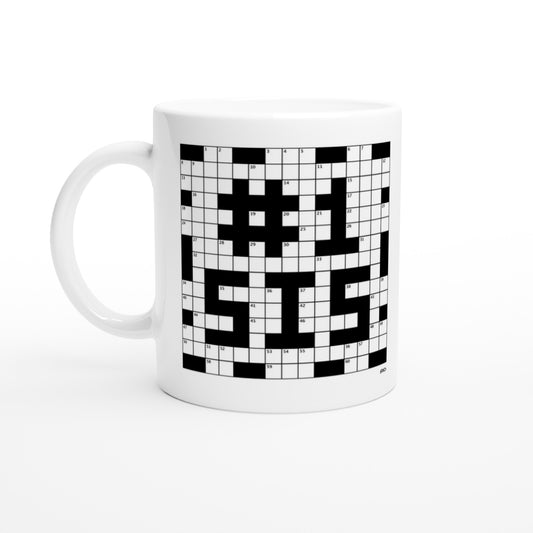 Front side of Number One Sister Crossword Puzzle Mug