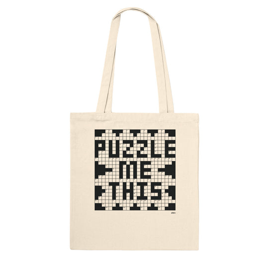 The other side of the Puzzle Me This crossword puzzle white tote bag